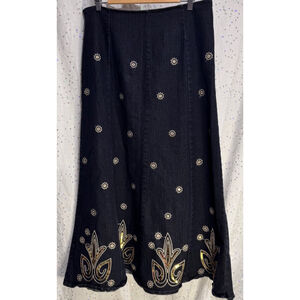 Dark wash Elegant Embroidered Denim Skirt US Size XL